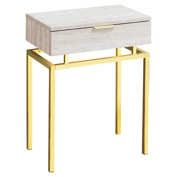 Accent Table - 24"H / Beige Marble / Gold Metal